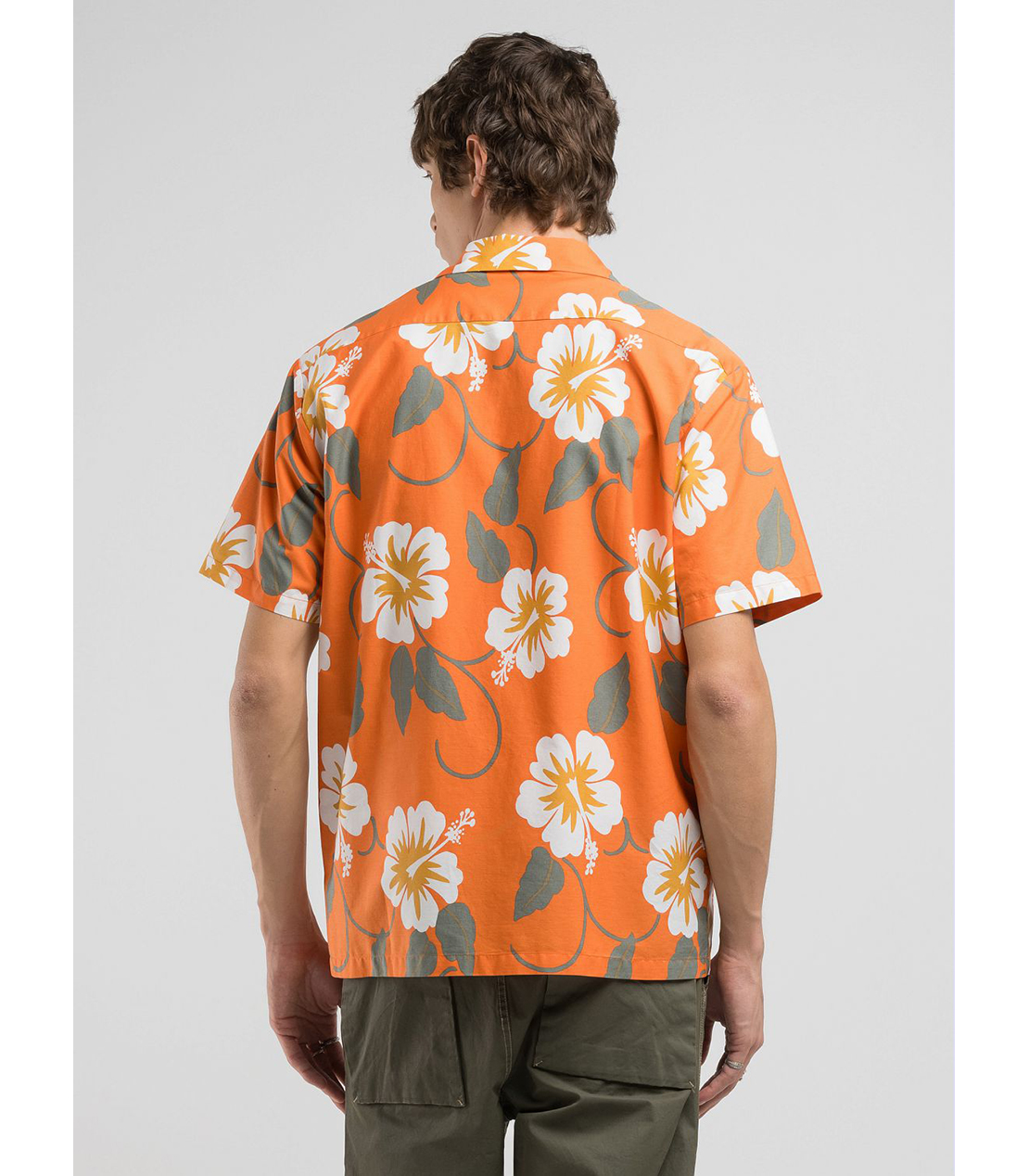 コットンポプリン ハイビスカスアロハシャツ（セットアップモデル） 詳細画像 オレンジ 2